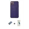 MARSİLYAN™- iPhone 11 Pro Max Kılıf Akış Doku - Şeffaf Pasifik Cam Ekran Koruyucu + Shine Kamera Lens Koruma Cam - PE