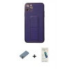 MARSİLYAN™- iPhone 11 Pro Max Kılıf Akış Doku - Şeffaf Pasifik Cam Ekran Koruyucu + Shine Kamera Lens Koruma Cam - GI
