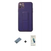 MARSİLYAN™- iPhone 11 Pro Max Kılıf Akış Doku - Şeffaf Pasifik Cam Ekran Koruyucu + Shine Kamera Lens Koruma Cam - SABE