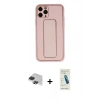 MARSİLYAN™- iPhone 11 Pro Max Kılıf Akış Doku - Şeffaf Pasifik Cam Ekran Koruyucu + Pers Alüminyum Kamera Lens - SH