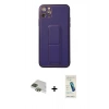 MARSİLYAN™- iPhone 11 Pro Max Kılıf Akış Doku - Şeffaf Pasifik Cam Ekran Koruyucu + Yeşil Pers Alüminyum Kamera Lens