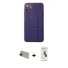 MARSİLYAN™- iPhone 11 Pro Max Kılıf Akış Doku - Şeffaf Pasifik Cam Ekran Koruyucu + Rainbow Kamera Lens Koruma Cam - YL
