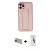 MARSİLYAN™- iPhone 11 Pro Max Kılıf Akış Doku - Şeffaf Pasifik Cam Ekran Koruyucu + Rainbow Kamera Lens Koruma Cam - YL