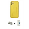 MARSİLYAN™- iPhone 11 Pro Max Kılıf Akış Doku - Şeffaf Pasifik Cam Ekran Koruyucu + Rainbow Kamera Lens Koruma Cam - YL