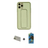 MARSİLYAN™- iPhone 11 Pro Max Kılıf Akış Doku - Siyah 18D Cam Ekran Koruyucu + Rainbow Kamera Lens Koruma Cam - GD