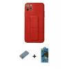 MARSİLYAN™- iPhone 11 Pro Max Kılıf Akış Doku - Siyah 18D Cam Ekran Koruyucu + Metal Kamera Lens Koruma Cam - GS