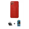 MARSİLYAN™- iPhone 11 Pro Max Kılıf Akış Doku - Siyah 18D Cam Ekran Koruyucu + Kamera Lens Koruma Cam - SF
