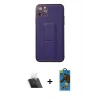 MARSİLYAN™- iPhone 11 Pro Max Kılıf Akış Doku - Siyah 18D Cam Ekran Koruyucu + Kamera Lens Koruma Cam - SF