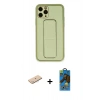 MARSİLYAN™- iPhone 11 Pro Max Kılıf Akış Doku - Siyah 18D Cam Ekran Koruyucu + Renkli Kamera Lens Koruma Cam - MI