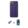 MARSİLYAN™- iPhone 11 Pro Max Kılıf Akış Doku - Siyah 18D Cam Ekran Koruyucu + Metal Kamera Lens Koruma Cam - GD