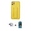 MARSİLYAN™- iPhone 11 Pro Max Kılıf Akış Doku - Siyah 18D Cam Ekran Koruyucu + Pers Alüminyum Kamera Lens - LT