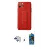 MARSİLYAN™- iPhone 11 Pro Max Kılıf Akış Doku - Siyah 18D Cam Ekran Koruyucu + Pers Alüminyum Kamera Lens - LT