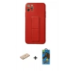 MARSİLYAN™- iPhone 11 Pro Max Kılıf Akış Doku - Siyah 18D Cam Ekran Koruyucu + Renkli Kamera Lens Koruma Cam - SI