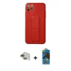 MARSİLYAN™- iPhone 11 Pro Max Kılıf Akış Doku - Siyah 18D Cam Ekran Koruyucu + Yeşil Pers Alüminyum Kamera Lens