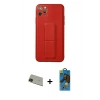 MARSİLYAN™- iPhone 11 Pro Max Kılıf Akış Doku - Siyah 18D Cam Ekran Koruyucu + Rainbow Kamera Lens Koruma Cam - YL