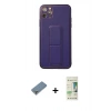MARSİLYAN™- iPhone 11 Pro Max Kılıf Akış Doku - Siyah 20D Premium Cam Ekran Koruyucu + Gümüş Metal Kamera Lens Koruma Cam