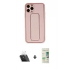 MARSİLYAN™- iPhone 11 Pro Max Kılıf Akış Doku - Siyah 20D Premium Cam Ekran Koruyucu + Kamera Lens Koruma Cam - SF