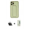 MARSİLYAN™- iPhone 11 Pro Max Kılıf Akış Doku - Siyah 20D Premium Cam Ekran Koruyucu + Kamera Lens Koruma Cam - SF
