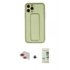 MARSİLYAN™- iPhone 11 Pro Max Kılıf Akış Doku - Siyah 20D Premium Cam Ekran Koruyucu + Pers Alüminyum Kamera Lens - KI