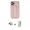 MARSİLYAN™- iPhone 11 Pro Max Kılıf Akış Doku - Siyah 20D Premium Cam Ekran Koruyucu + Pers Alüminyum Kamera Lens - KI