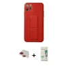 MARSİLYAN™- iPhone 11 Pro Max Kılıf Akış Doku - Siyah 20D Premium Cam Ekran Koruyucu + Pers Alüminyum Kamera Lens - KI