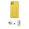 MARSİLYAN™- iPhone 11 Pro Max Kılıf Akış Doku - Siyah 20D Premium Cam Ekran Koruyucu + Pers Alüminyum Kamera Lens - KI