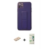 MARSİLYAN™- iPhone 11 Pro Max Kılıf Akış Doku - Siyah 20D Premium Cam Ekran Koruyucu + Renkli Kamera Lens Koruma Cam - MI