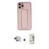 MARSİLYAN™- iPhone 11 Pro Max Kılıf Akış Doku - Siyah 20D Premium Cam Ekran Koruyucu + Pers Alüminyum Kamera Lens - LT