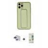 MARSİLYAN™- iPhone 11 Pro Max Kılıf Akış Doku - Siyah 20D Premium Cam Ekran Koruyucu + Pers Alüminyum Kamera Lens - LT