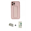 MARSİLYAN™- iPhone 11 Pro Max Kılıf Akış Doku - Siyah 20D Premium Cam Ekran Koruyucu + Rainbow Kamera Lens Koruma Cam - GD