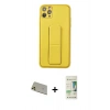 MARSİLYAN™- iPhone 11 Pro Max Kılıf Akış Doku - Siyah 20D Premium Cam Ekran Koruyucu + Rainbow Kamera Lens Koruma Cam - GD