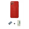 MARSİLYAN™- iPhone 11 Pro Max Kılıf Akış Doku - Siyah 20D Premium Cam Ekran Koruyucu + Metal Kamera Lens Koruma Cam - SH