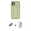 MARSİLYAN™- iPhone 11 Pro Max Kılıf Akış Doku - Siyah 20D Premium Cam Ekran Koruyucu + Metal Kamera Lens Koruma Cam - SH