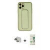 MARSİLYAN™- iPhone 11 Pro Max Kılıf Akış Doku - Siyah 20D Premium Cam Ekran Koruyucu + Yeşil Pers Alüminyum Kamera Lens