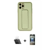 MARSİLYAN™- iPhone 11 Pro Max Kılıf Akış Doku - Siyah 34D Hayalet Izgaralı Cam + Kamera Lens Koruma Cam - SF