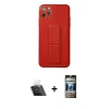 MARSİLYAN™- iPhone 11 Pro Max Kılıf Akış Doku - Siyah 34D Hayalet Izgaralı Cam + Kamera Lens Koruma Cam - SF