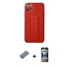 MARSİLYAN™- iPhone 11 Pro Max Kılıf Akış Doku - Siyah 34D Hayalet Izgaralı Cam + Metal Kamera Lens Koruma Cam - GS