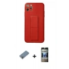 MARSİLYAN™- iPhone 11 Pro Max Kılıf Akış Doku - Siyah 34D Hayalet Izgaralı Cam + Metal Kamera Lens Koruma Cam - GD