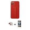 MARSİLYAN™- iPhone 11 Pro Max Kılıf Akış Doku - Siyah 34D Hayalet Izgaralı Cam + Pers Alüminyum Kamera Lens - KI