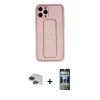 MARSİLYAN™- iPhone 11 Pro Max Kılıf Akış Doku - Siyah 34D Hayalet Izgaralı Cam + Pers Alüminyum Kamera Lens - SH