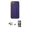 MARSİLYAN™- iPhone 11 Pro Max Kılıf Akış Doku - Siyah 34D Hayalet Izgaralı Cam + Pers Alüminyum Kamera Lens - KI