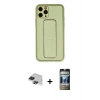 MARSİLYAN™- iPhone 11 Pro Max Kılıf Akış Doku - Siyah 34D Hayalet Izgaralı Cam + Pers Alüminyum Kamera Lens - SH