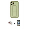 MARSİLYAN™- iPhone 11 Pro Max Kılıf Akış Doku - Siyah 34D Hayalet Izgaralı Cam + Pers Alüminyum Kamera Lens - KI