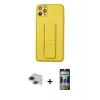 MARSİLYAN™- iPhone 11 Pro Max Kılıf Akış Doku - Siyah 34D Hayalet Izgaralı Cam + Pers Alüminyum Kamera Lens - SH