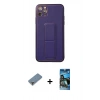 MARSİLYAN™- iPhone 11 Pro Max Kılıf Akış Doku - Siyah 34D Izgaralı Cam + Metal Kamera Lens Koruma Cam - GD