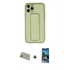 MARSİLYAN™- iPhone 11 Pro Max Kılıf Akış Doku - Siyah 34D Izgaralı Cam + Rainbow Kamera Lens Koruma Cam - GD