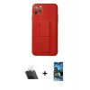 MARSİLYAN™- iPhone 11 Pro Max Kılıf Akış Doku - Siyah 34D Izgaralı Cam + Kamera Lens Koruma Cam - SF