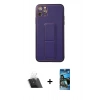 MARSİLYAN™- iPhone 11 Pro Max Kılıf Akış Doku - Siyah 34D Izgaralı Cam + Kamera Lens Koruma Cam - SF