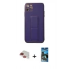 MARSİLYAN™- iPhone 11 Pro Max Kılıf Akış Doku - Siyah 34D Izgaralı Cam + Pers Alüminyum Kamera Lens - KI