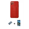 MARSİLYAN™- iPhone 11 Pro Max Kılıf Akış Doku - Siyah 34D Izgaralı Cam + Metal Kamera Lens Koruma Cam - MI
